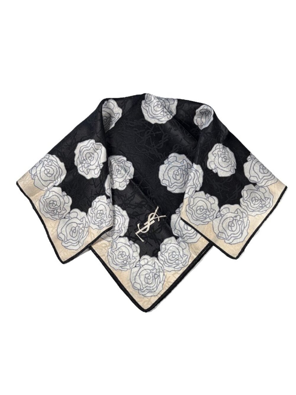 Vintage Yves Saint Laurent YSL Rose Cotton Scarf
